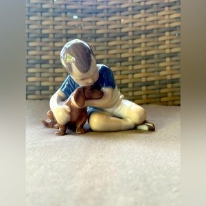 Bing & Grondahl Porcelain Boy with Dachshund Dog 1951